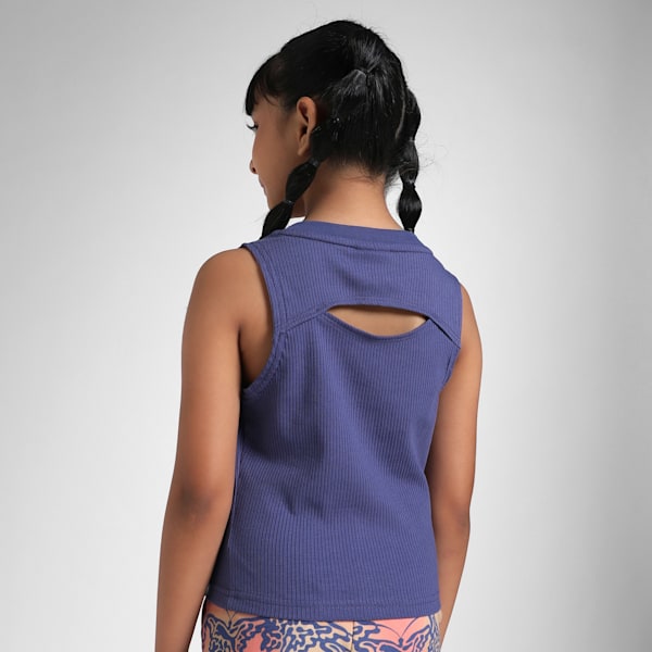 BUTTERFLY VIBE Youth Slim Fit Ribbed Tank Top, Blue Crystal, extralarge-IND