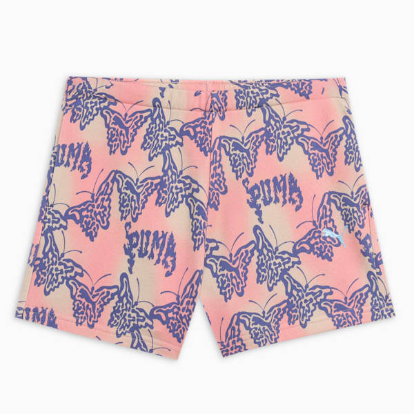 Butterfly Vibe Youth High Waist Shorts, Blue Crystal, extralarge-IND