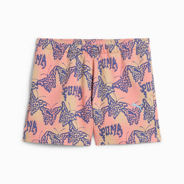 Shorts de tiro alto para niños grandes BUTTERFLY VIBE, Blue Crystal, extralarge