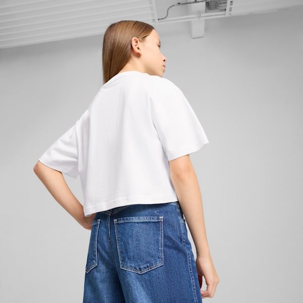 Camiseta corta estampada para niños grandes, PUMA White, extralarge