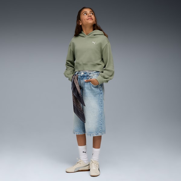 Wardrobe Essentials Big Kids' Short Length Hoodie, Lux Army, extralarge