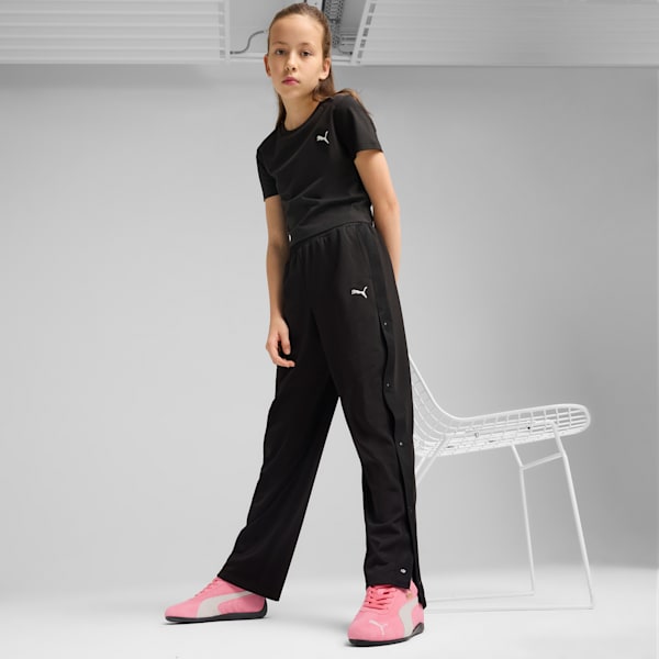 Wardrobe Essentials Big Kids' Relaxed Popper Pants, PUMA Black, extralarge