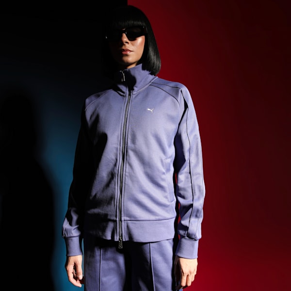 T7 Women's Relaxed Fit Track Jacket, Blue Crystal, extralarge-IND