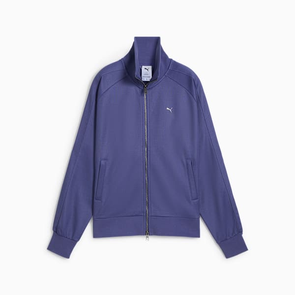 T7 Women's Relaxed Fit Track Jacket, Blue Crystal, extralarge-IND