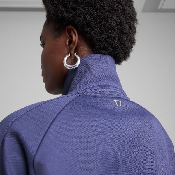T7 Women's Relaxed Fit Track Jacket, Blue Crystal, extralarge-IND