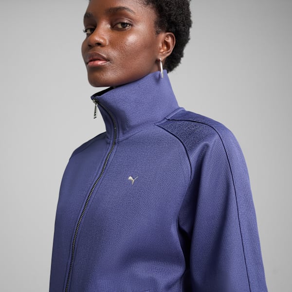 T7 Women's Relaxed Fit Track Jacket, Blue Crystal, extralarge-IND