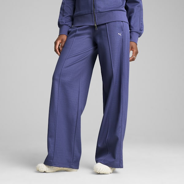 T7 Women's Relaxed Track Pants, Blue Crystal, extralarge-IND