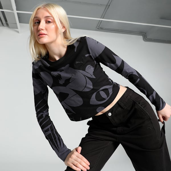 CLASSICS ARTISANAL Women's Slim Fit Crop Tee, PUMA Black, extralarge-IND