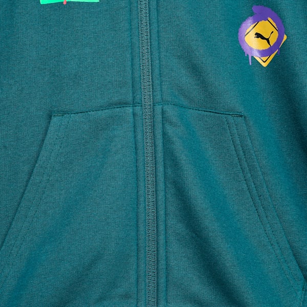 Classics Drip Hooded Youth Jacket, Cold Green, extralarge-IND