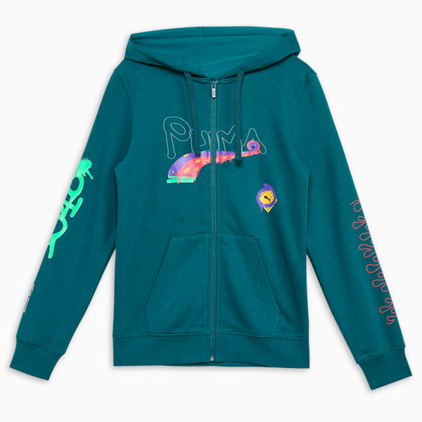 Classics Drip Hooded Youth Jacket, Cold Green, extralarge-IND