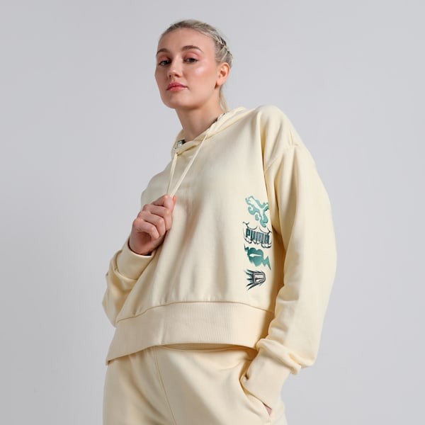 CLASSICS BRAND LOVE Women's Relaxed Fit Hoodie, Creamy Vanilla, extralarge-IND