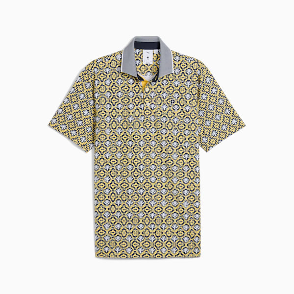 メンズ ゴルフ PUMA x PTC タイル 半袖 ポロシャツ, Red Fire-Sunny Yellow, extralarge-JPN