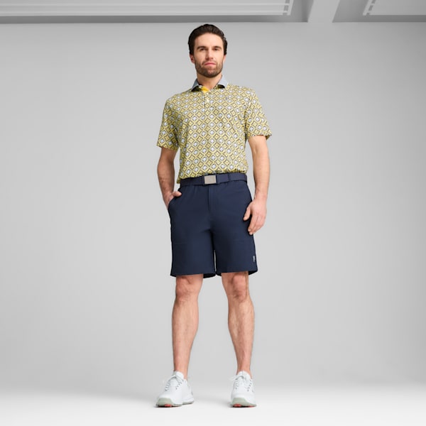 メンズ ゴルフ PUMA x PTC タイル 半袖 ポロシャツ, Red Fire-Sunny Yellow, extralarge-JPN