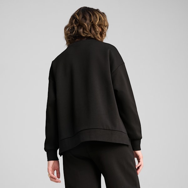 Wardrobe Essentials Women's Oversized Crew Sweatshirt, PUMA Black, extralarge