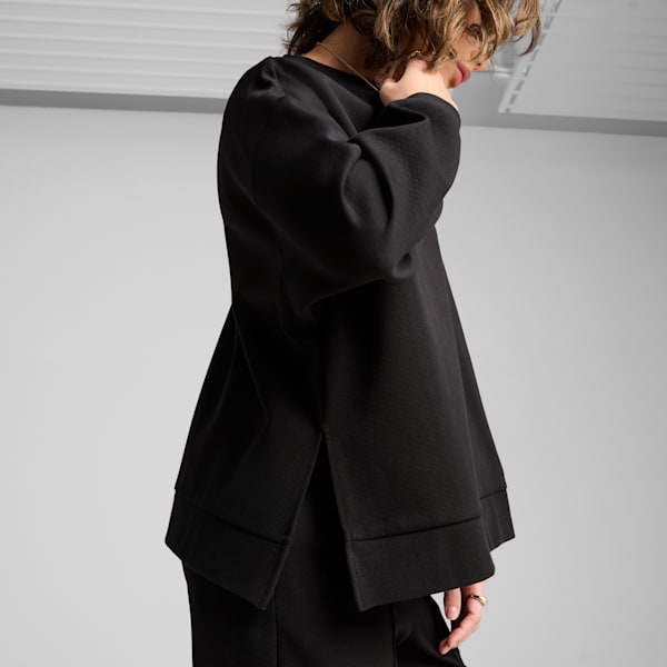 Wardrobe Essentials Women's Oversized Crew Sweatshirt, PUMA Black, extralarge