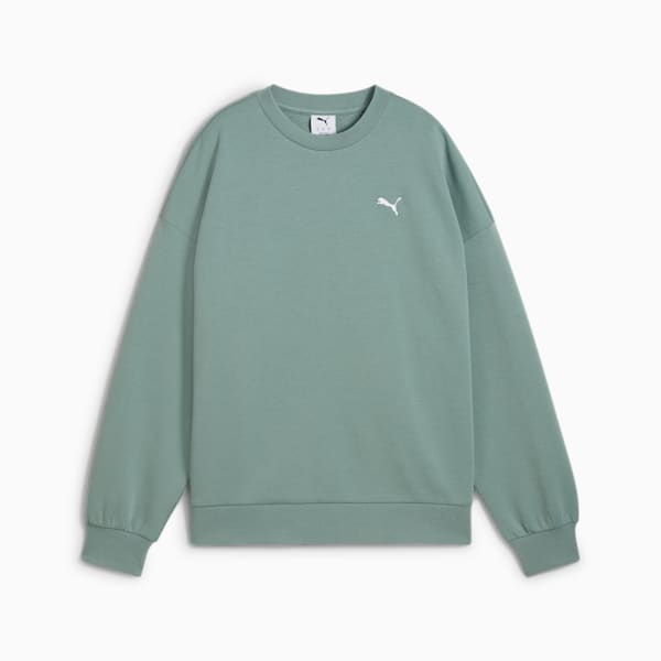 Wardrobe Essentials Women's Oversized Crew Sweatshirt, Green Moon, extralarge