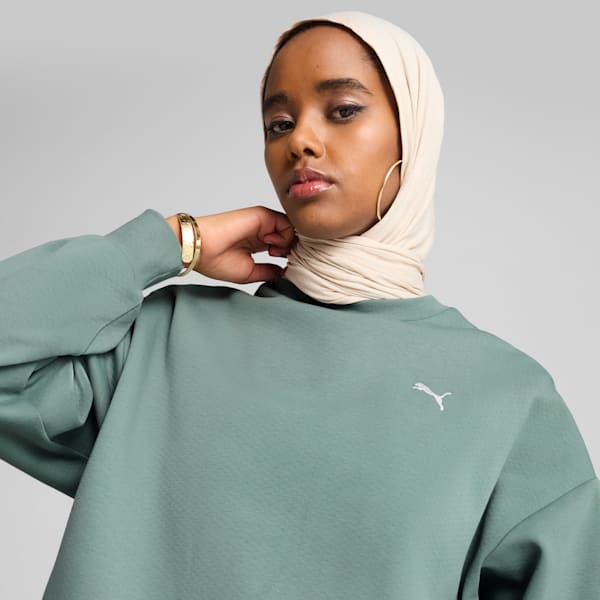 Wardrobe Essentials Women's Oversized Crew Sweatshirt, Green Moon, extralarge