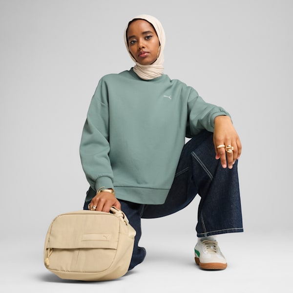 Wardrobe Essentials Women's Oversized Crew Sweatshirt, Green Moon, extralarge