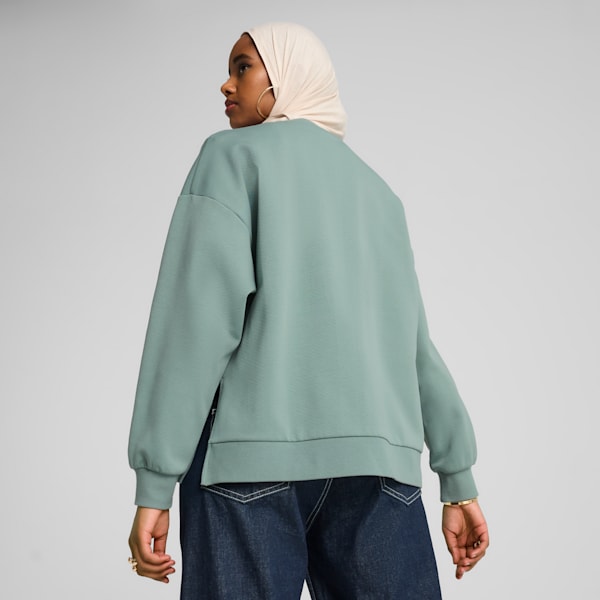 Wardrobe Essentials Women's Oversized Crew Sweatshirt, Green Moon, extralarge