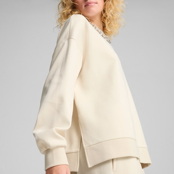 Wardrobe Essentials Women's Oversized Crew Sweatshirt, Alpine Snow, extralarge