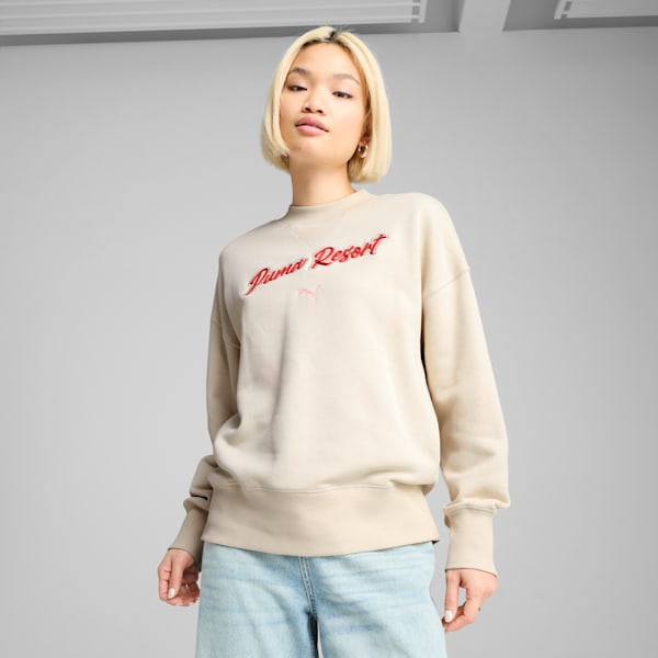 Sudadera estampada de cuello redondo sobredimensionada para mujer Premium Essentials, Alpine Snow, extralarge