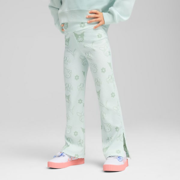 PUMA x HELLO KITTY & FRIENDS Kid's Ribbed Flared Slim Fit Leggings, Peaceful Blue, extralarge-IND