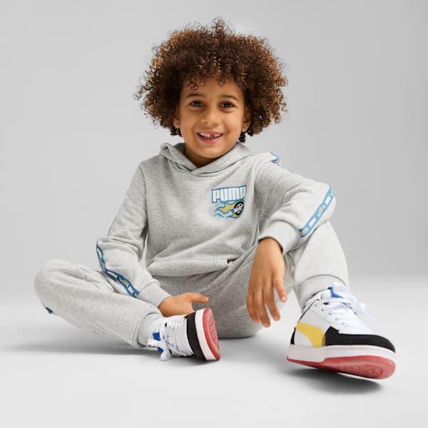 PUMA x HOT WHEELS Kid's Hoodie, Light Gray Heather, extralarge-IND