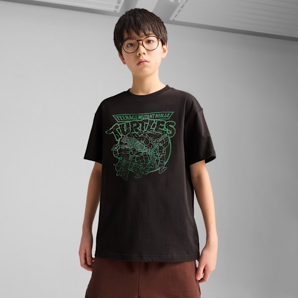 PUMA HOOPS x TMNT Big Kids' Relaxed Graphic Tee, PUMA Black, extralarge