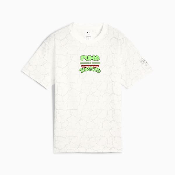 PUMA HOOPS x TMNT Big Kids' Relaxed All-Over Print Tee, PUMA White, extralarge