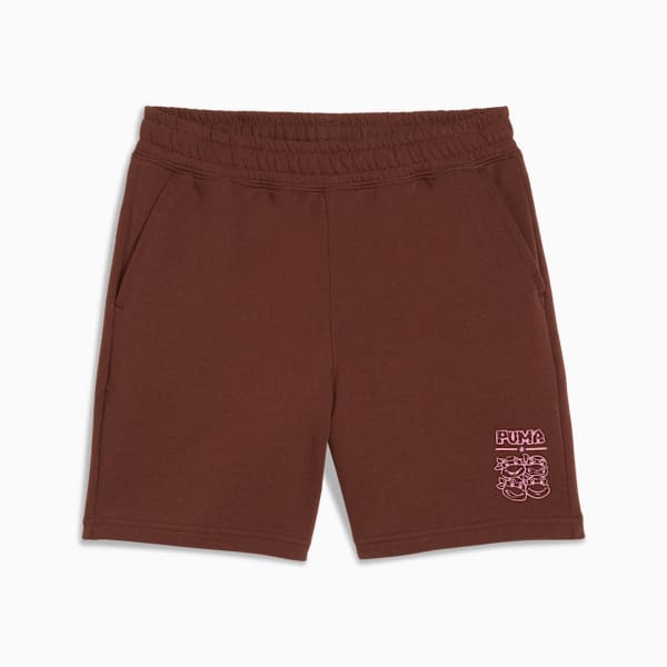 PUMA HOOPS x TMNT Big Kids' Relaxed Shorts, Chocotart, extralarge