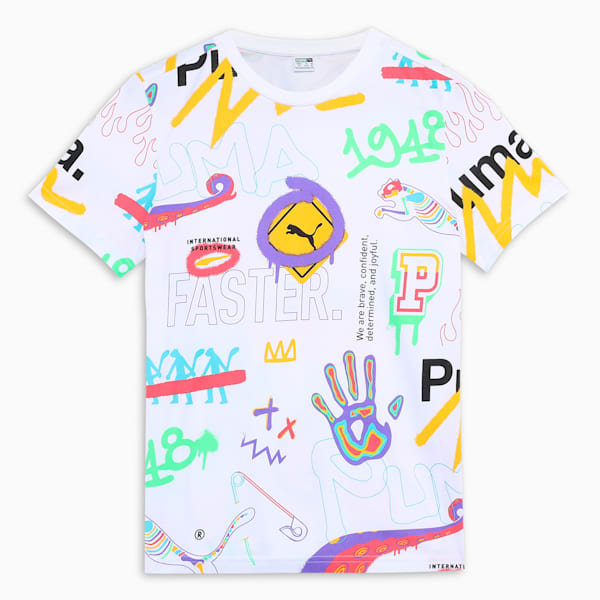 Classics Drip Printed Youth Tee, PUMA White, extralarge-IND