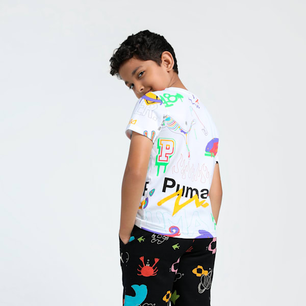 Classics Drip Printed Youth Tee, PUMA White, extralarge-IND