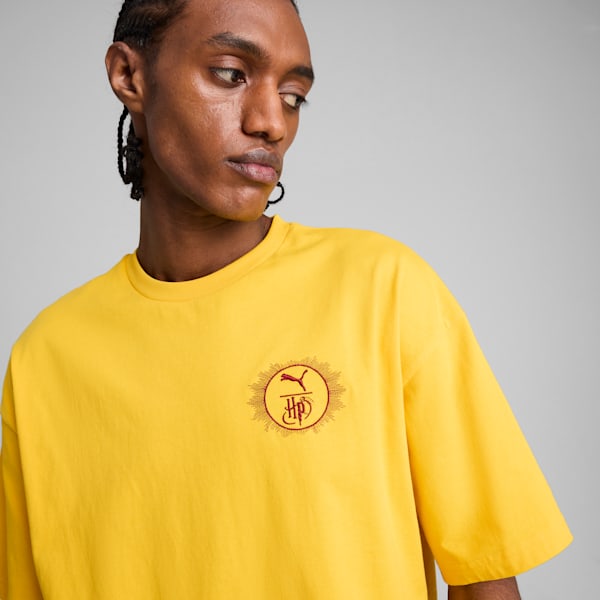 PUMA x HARRY POTTER Oversized Graphic Tee, Yellow Sizzle, extralarge-IND
