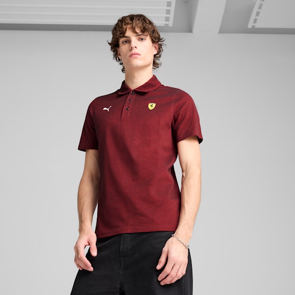 Scuderia Ferrari Race 2 Tone Men's Motorsport Polo, Rosso Corsa, extralarge-IND