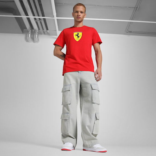Scuderia Ferrari Race Coloured Big Shield Motorsport Men's Tee, Rosso Corsa, extralarge-IND