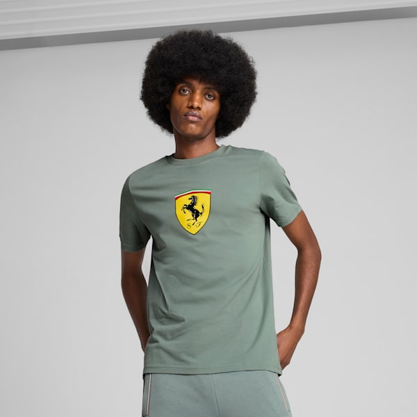 Scuderia Ferrari Race Coloured Big Shield Motorsport Men's Tee, Green Moon, extralarge-IND