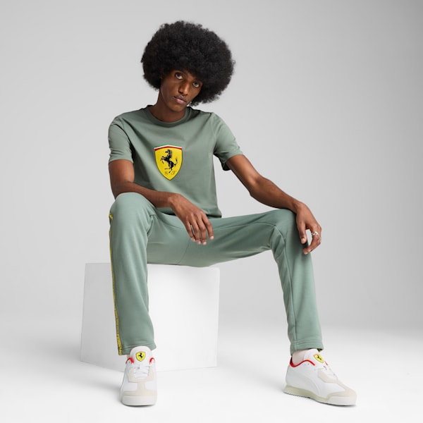 Scuderia Ferrari Race Coloured Big Shield Motorsport Men's Tee, Green Moon, extralarge-IND