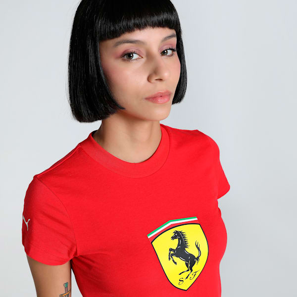 Ferrari Race Big Shield Women's Slim Fit Motorsport Tee, Rosso Corsa, extralarge-IND