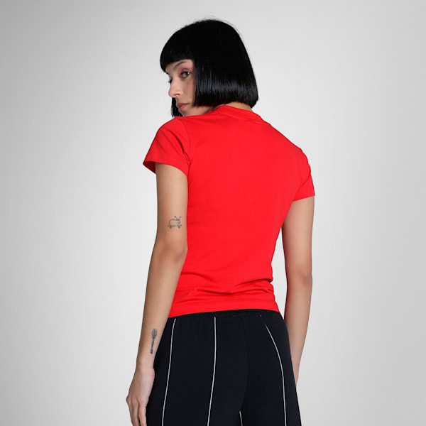 Ferrari Race Big Shield Women's Slim Fit Motorsport Tee, Rosso Corsa, extralarge-IND