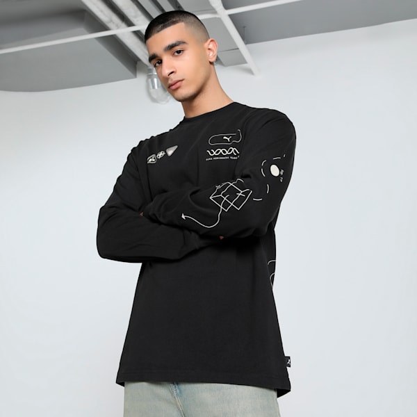 House Of Graphics Celerity Men's Relaxed Fit Long Sleeve Top, PUMA Black, extralarge-IND