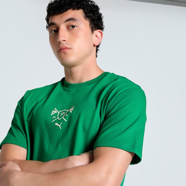 Porsche Legacy Lifestyle Graphic Men's Oversized Motorsport Tee, Archive Green, extralarge-IND