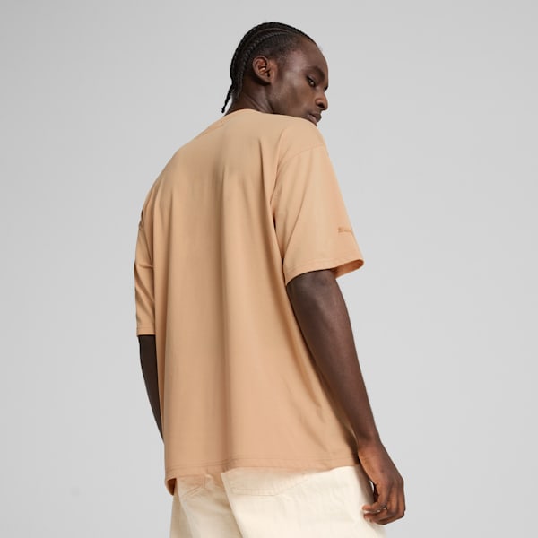 Porsche Legacy Men's Oversized Motorsport Tee, Warm Beige, extralarge-IND