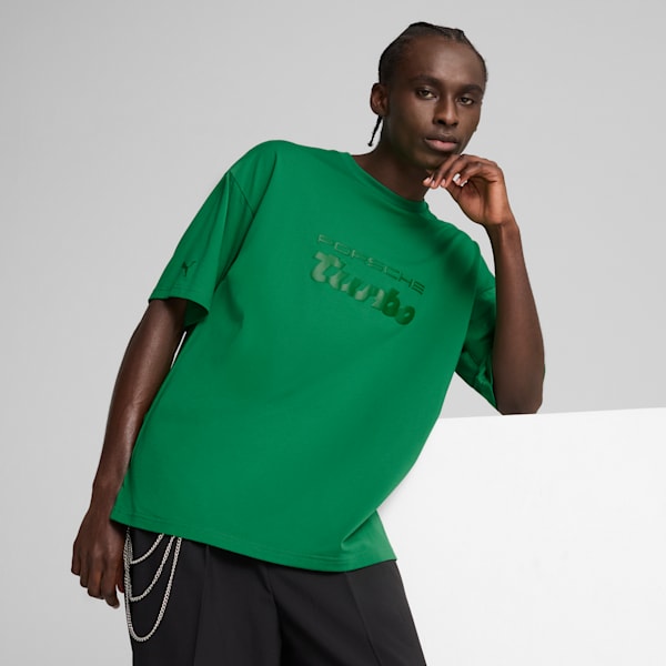 Porsche Legacy Men's Oversized Motorsport Tee, Archive Green, extralarge-IND