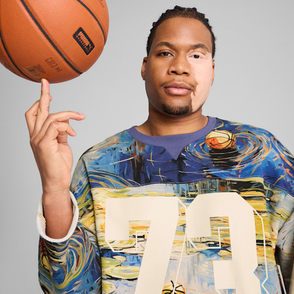 Dylan Exhibit Hockey-Inspired Men's Basketball Sweater, Vivid Blue-AOP, extralarge