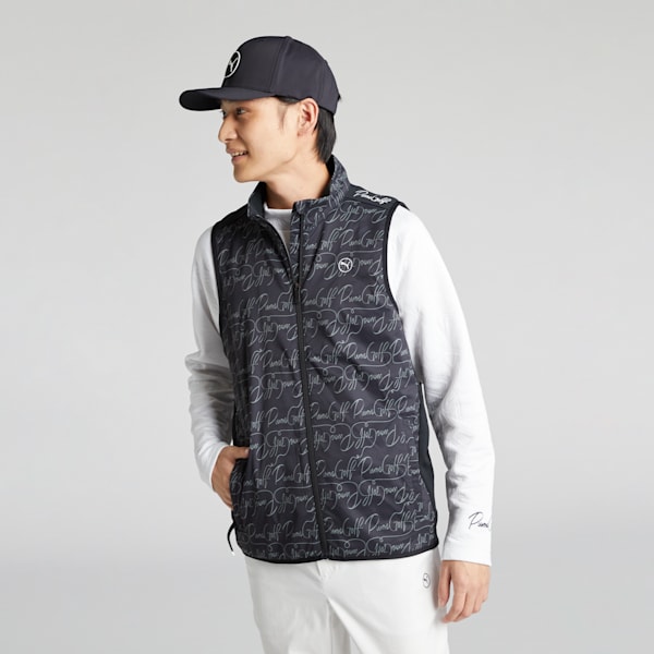 メンズ ゴルフ ストレッチAOP ウーブン フルジップ スウェット ベスト, PUMA Black, extralarge-JPN