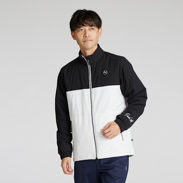 メンズ ゴルフ ストレッチ タフタ カラー ブロック フルジップ ジャケット, PUMA Black-White Glow, extralarge-JPN