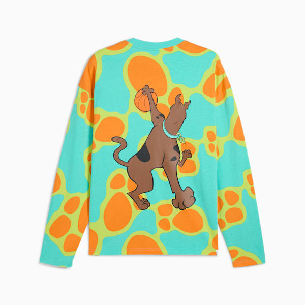 Haut à manches longues PUMA HOOPS x SCOOBY DOO Homme, Aquatic-Lime Smash-AOP, extralarge