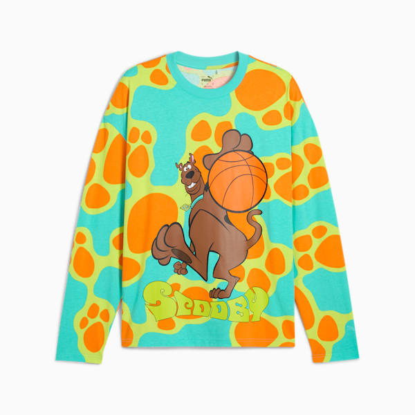 Haut à manches longues PUMA HOOPS x SCOOBY DOO Homme, Aquatic-Lime Smash-AOP, extralarge