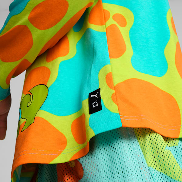 Haut à manches longues PUMA HOOPS x SCOOBY DOO Homme, Aquatic-Lime Smash-AOP, extralarge