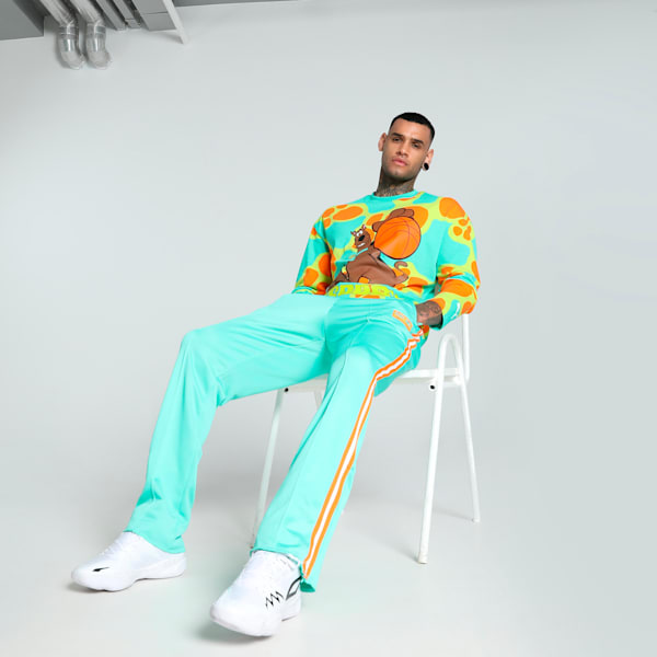 HOOPS x SCOOBY DOO Men's Long Sleeve Oversized Fit Basketball Tee, Aquatic-Lime Smash-AOP, extralarge-IND